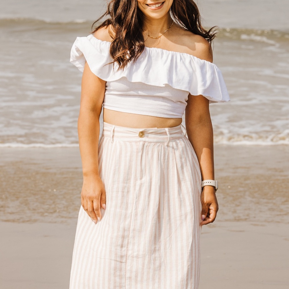 Slim Fit Ruffle Sleeve Off the Shoulder
Linen Blouse A New Day White Small
